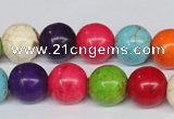 CTU704 15.5 inches 14mm round dyed turquoise beads wholesale