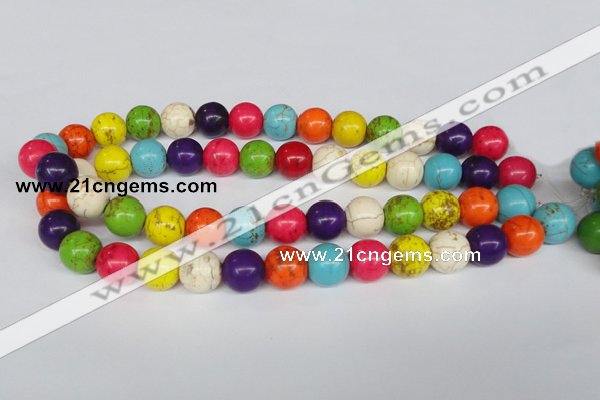 CTU704 15.5 inches 14mm round dyed turquoise beads wholesale