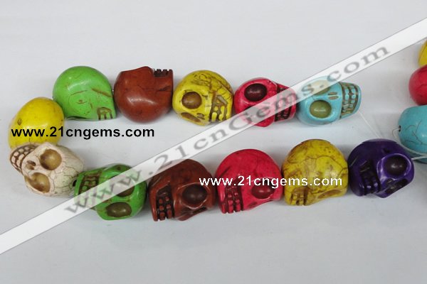 CTU714 15.5 inches 24*29*30mm skull dyed turquoise beads wholesale