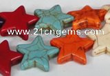 CTU727 15.5 inches 20*20mm star dyed turquoise beads wholesale