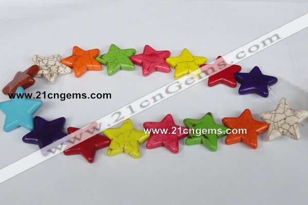 CTU728 15.5 inches 25*25mm star dyed turquoise beads wholesale