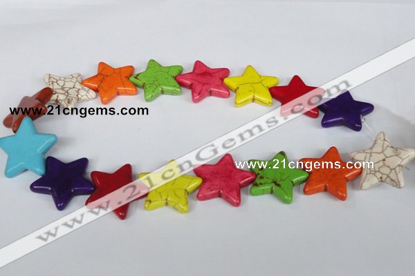 CTU729 15.5 inches 30*30mm star dyed turquoise beads wholesale