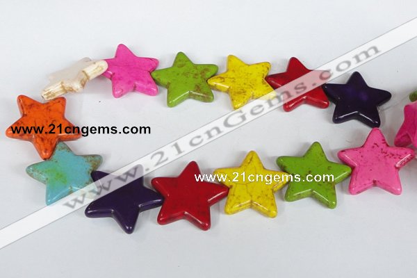 CTU730 15.5 inches 35*35mm star dyed turquoise beads wholesale