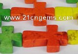 CTU735 15.5 inches 20*30mm cross dyed turquoise beads wholesale