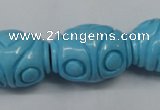 CTU886 15.5 inches 20*26mm carved rice dyed turquoise beads