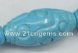 CTU887 15.5 inches 25*50mm carved rice dyed turquoise beads