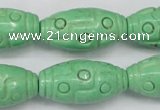 CTU888 15.5 inches 15*30mm carved rice dyed turquoise beads