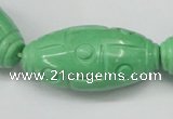 CTU889 15.5 inches 20*40mm carved rice dyed turquoise beads