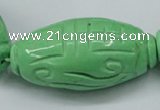 CTU890 15.5 inches 25*50mm carved rice dyed turquoise beads