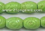 CTU891 15.5 inches 14*20mm carved rice dyed turquoise beads