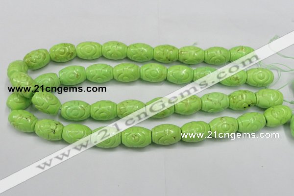 CTU891 15.5 inches 14*20mm carved rice dyed turquoise beads