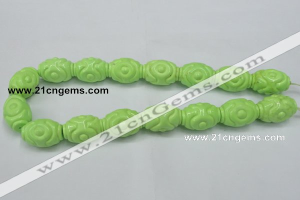 CTU893 15.5 inches 18*25mm carved rice dyed turquoise beads