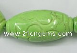 CTU894 15.5 inches 25*50mm carved rice dyed turquoise beads
