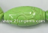 CTU894 15.5 inches 25*50mm carved rice dyed turquoise beads