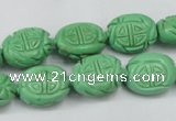 CTU896 15.5 inches 12*15mm carved oval dyed turquoise beads