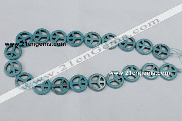 CTU899 15.5 inches 15mm coin dyed turquoise beads wholesale