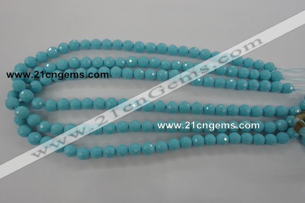 CTU912 15.5 inches 8mm faceted round synthetic turquoise beads