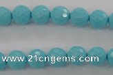 CTU913 15.5 inches 10mm faceted round synthetic turquoise beads