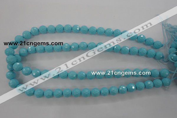 CTU913 15.5 inches 10mm faceted round synthetic turquoise beads