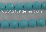 CTU914 15.5 inches 12mm faceted round synthetic turquoise beads