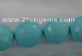 CTU915 15.5 inches 14mm faceted round synthetic turquoise beads