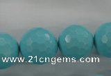 CTU916 15.5 inches 16mm faceted round synthetic turquoise beads