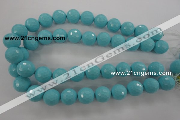 CTU916 15.5 inches 16mm faceted round synthetic turquoise beads