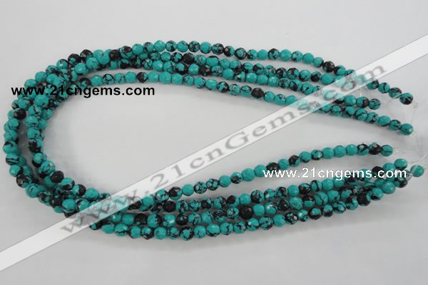 CTU931 15.5 inches 6mm faceted round synthetic turquoise beads