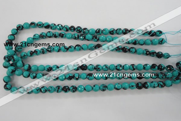 CTU932 15.5 inches 8mm faceted round synthetic turquoise beads