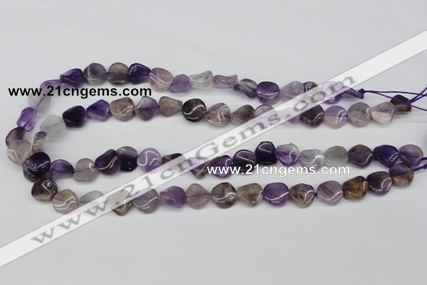 CTW02 15.5 inches 12mm twisted coin amethyst beads wholesale