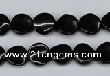 CTW03 15.5 inches 12mm twisted coin black agate beads wholesale