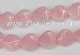 CTW04 15.5 inches 12mm twisted coin rose quartz beads wholesale