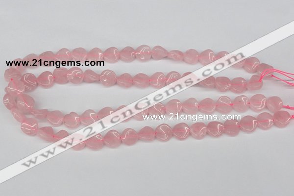 CTW04 15.5 inches 12mm twisted coin rose quartz beads wholesale