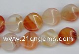 CTW05 15.5 inches 12mm twisted coin agate gemstone beads wholesale