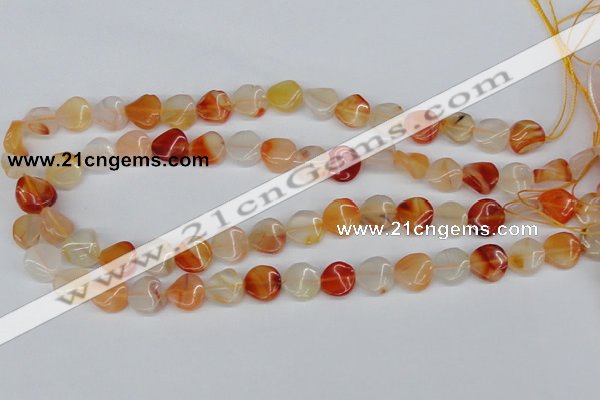 CTW05 15.5 inches 12mm twisted coin agate gemstone beads wholesale