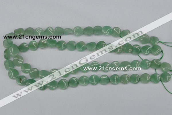 CTW07 15.5 inches 12mm twisted coin green aventurine beads wholesale