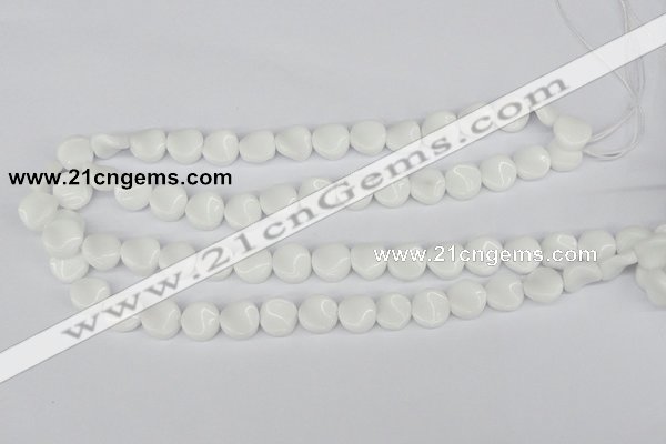 CTW08 15.5 inches 12mm twisted coin white agate beads wholesale