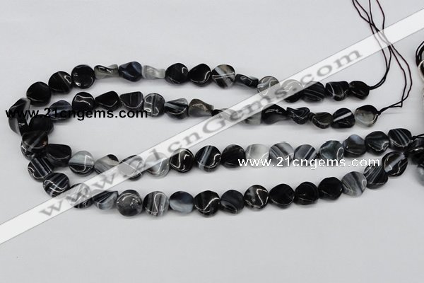 CTW09 15.5 inches 12mm twisted coin botswana agate beads wholesale