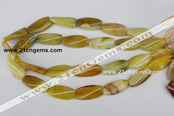 CTW101 15.5 inches 15*30mm twisted rectangle agate beads wholesale