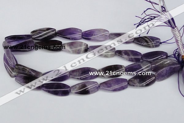 CTW102  15.5 inches 15*30mm twisted rectangle amethyst beads