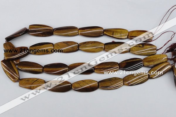 CTW103 15.5 inches 15*30mm twisted rectangle tiger eye beads