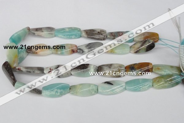 CTW104 15.5 inches 15*30mm twisted rectangle amazonite beads