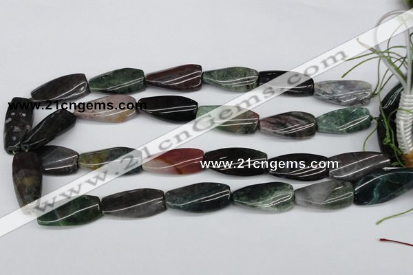 CTW105  15.5 inches 15*30mm twisted rectangle moss agate beads