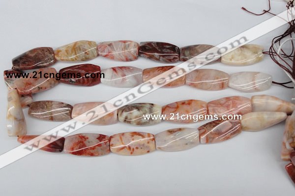 CTW107 15.5 inches 15*30mm twisted rectangle agate beads wholesale