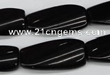 CTW108 15.5 inches 15*30mm twisted rectangle black agate beads