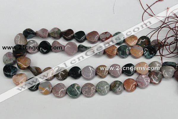 CTW11 15.5 inches 16mm twisted coin Indian agate beads wholesale