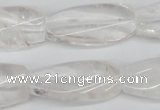 CTW110 15.5 inches 15*30mm twisted rectangle white crystal beads