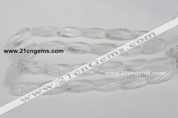 CTW110 15.5 inches 15*30mm twisted rectangle white crystal beads