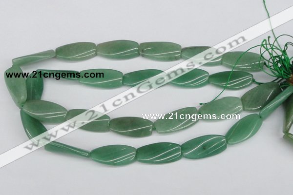 CTW111 15.5 inches 15*30mm twisted rectangle green aventurine beads