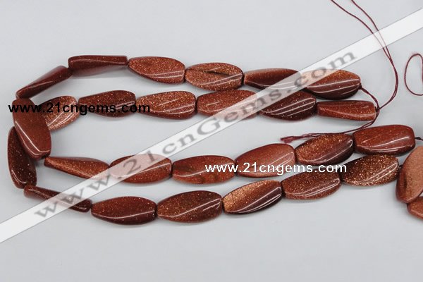 CTW112 15.5 inches 15*30mm twisted rectangle goldstone beads